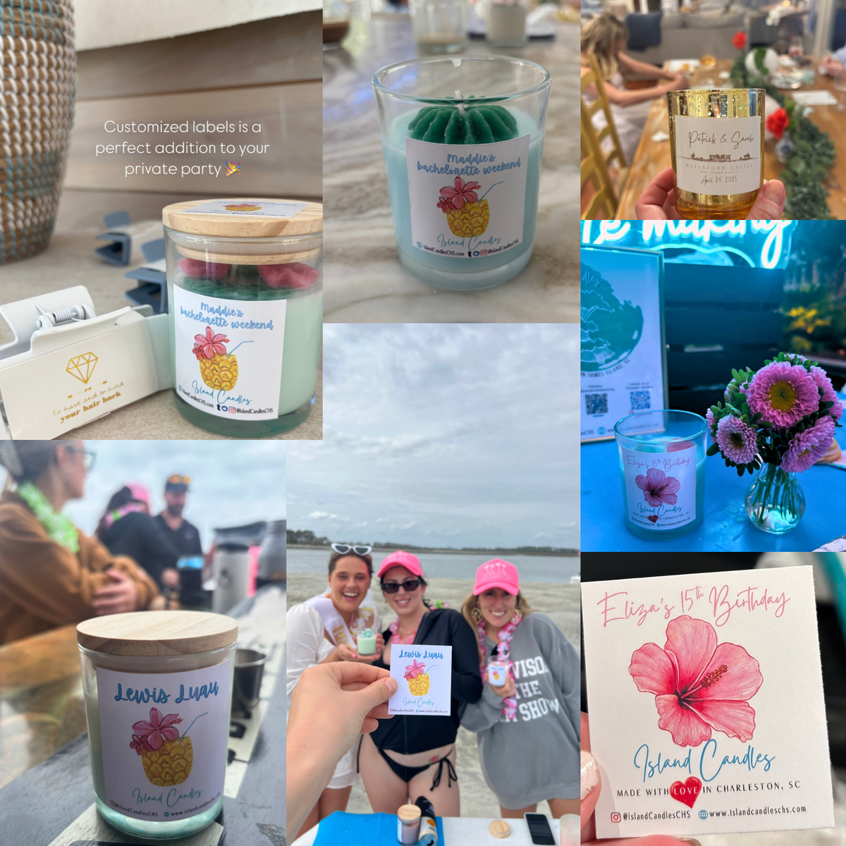 Private Candle Making Party options – hand-poured candle from Island Candles in Charleston, SC