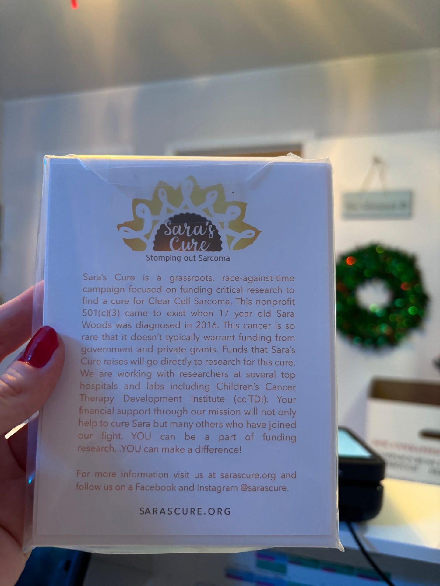 Sara's Cure fundraiser cards