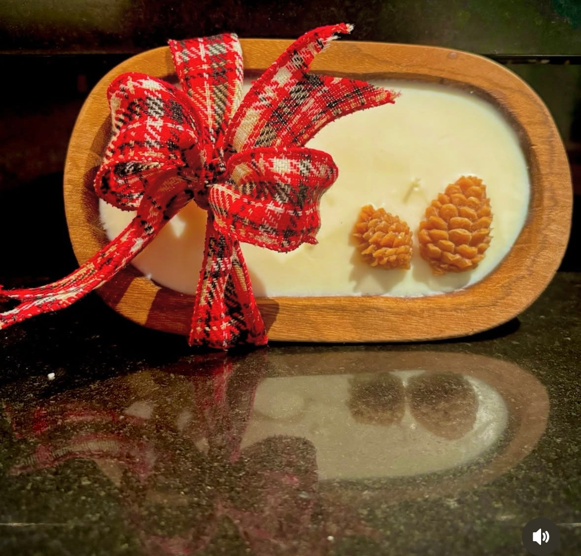 14oz Wooden Dough Bowl 3 wick Soywax Candle