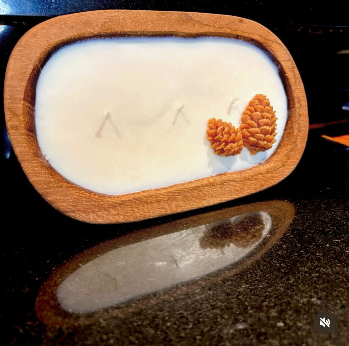 14oz Wooden Dough Bowl 3 wick Soywax Candle