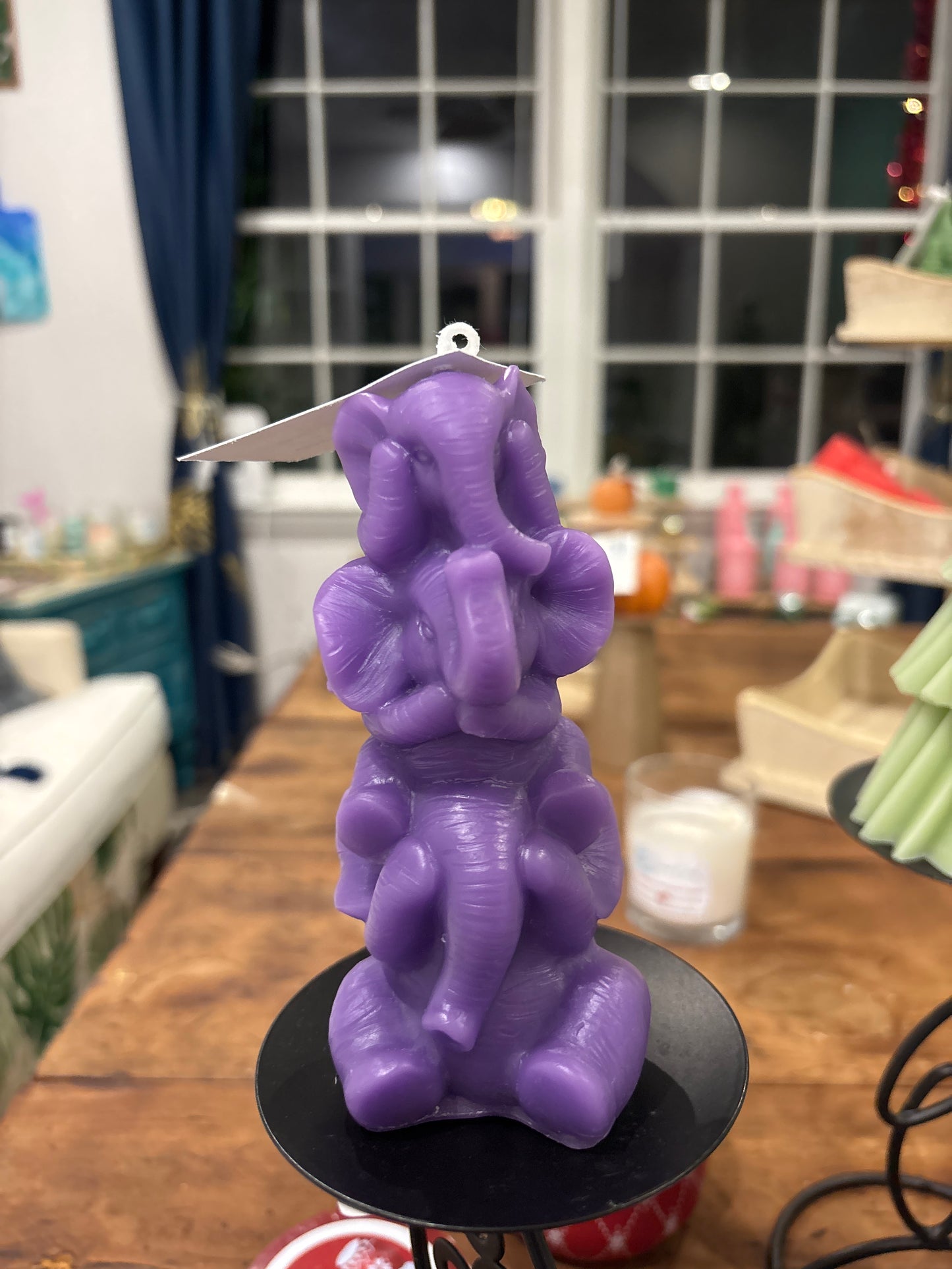 No evil stacked Elephant Beeswax Candle