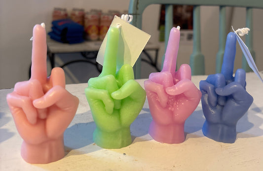 Middle finger Beeswax candle