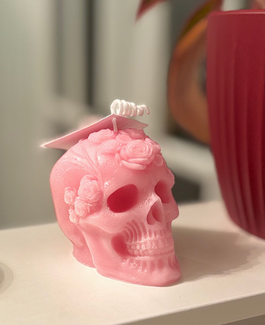Rose Skull 5oz Beeswax Candle