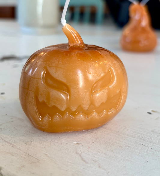 Jack-o'-lantern Pumpkin Beeswax Candle