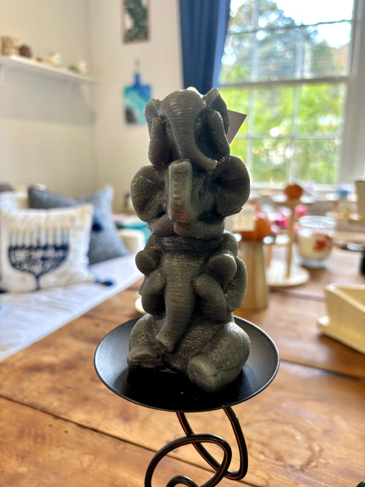 No evil stacked Elephant Beeswax Candle