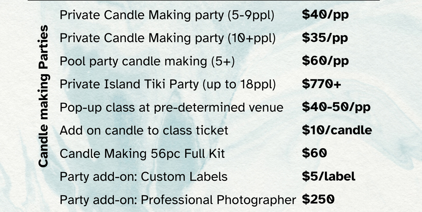 Private Candle Making Pool Party